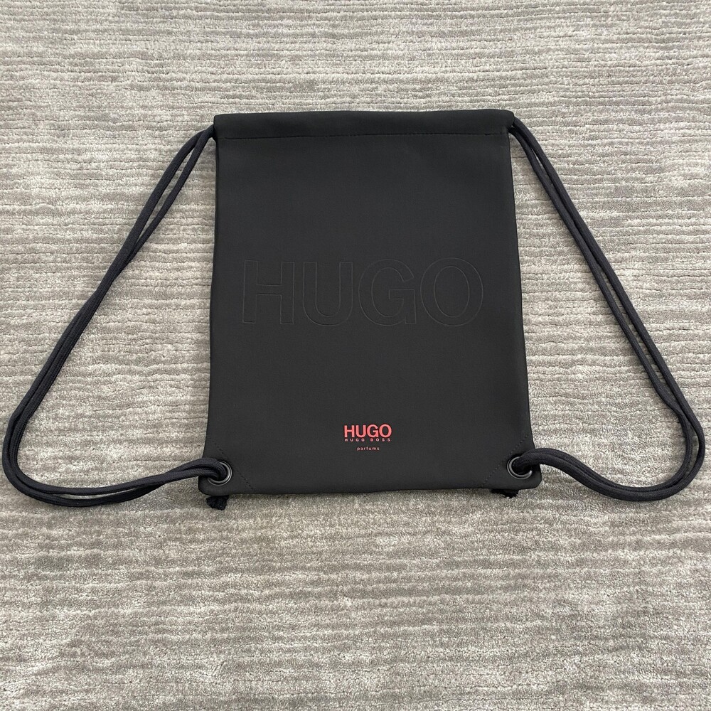 Hugo Boss HUGO Drawstring Backpack Bag Unisex Black Red Logo Gym Sack Travel